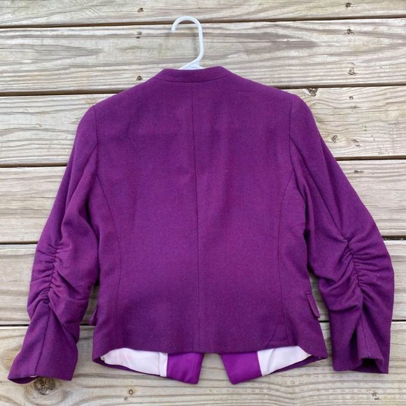 SOLD H&M Open Front Wool Blazer Jacket, Purple, Size 6 - Picture 5 of 5